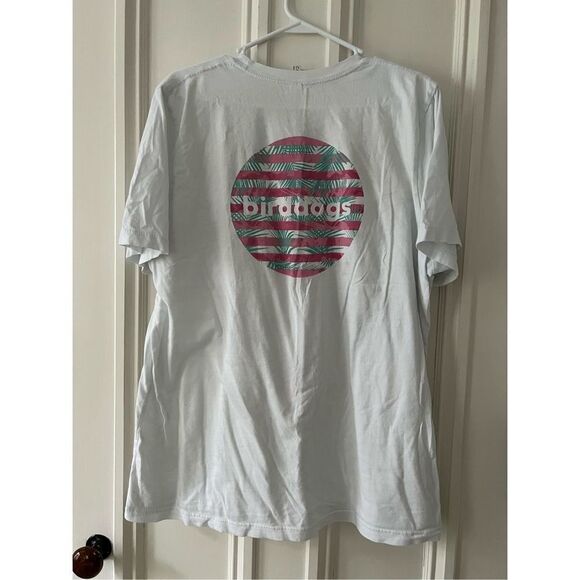 Birddogs white w/ pink stripe and green palm leaf graphic t-shirt XL - Picture 2 of 5